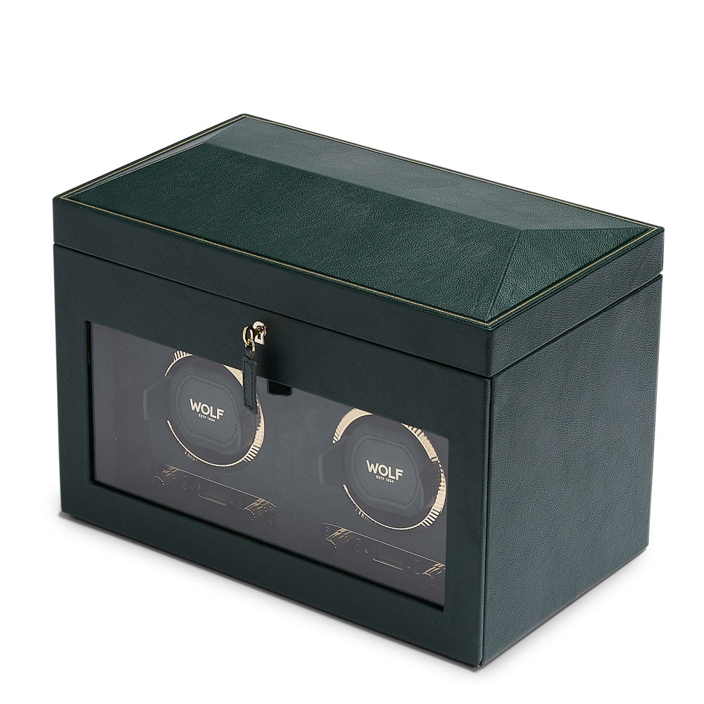 WOLF 1834 - British Racing Double Watch Winder with Storage - Green