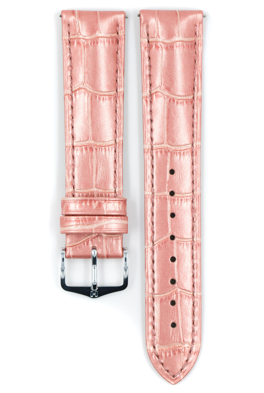 Hirsch - DUKE Alligator Embossed Calfskin Watch Strap 010 28 - Rose Metallic