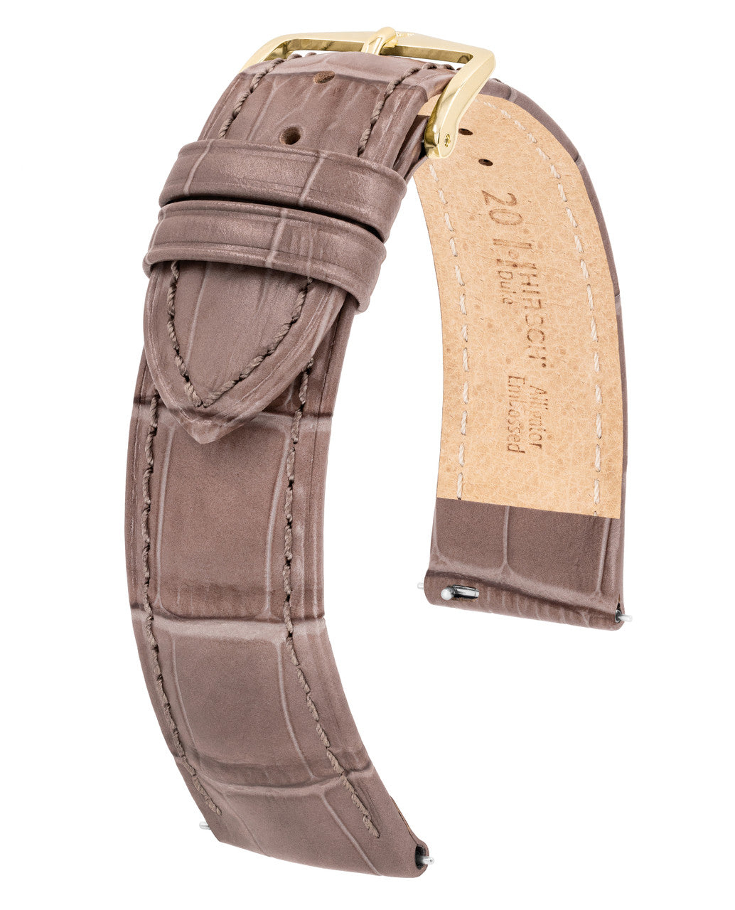 Hirsch DUKE Alligator Embossed Calfskin Watch Strap - Taupe