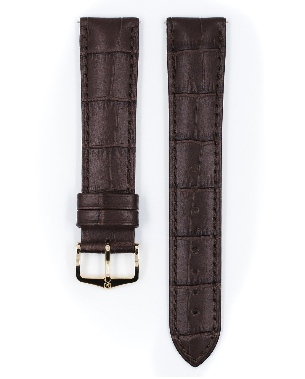 Hirsch - DUKE Alligator Embossed Calfskin Watch Strap (19mm) 010 29 - Brown