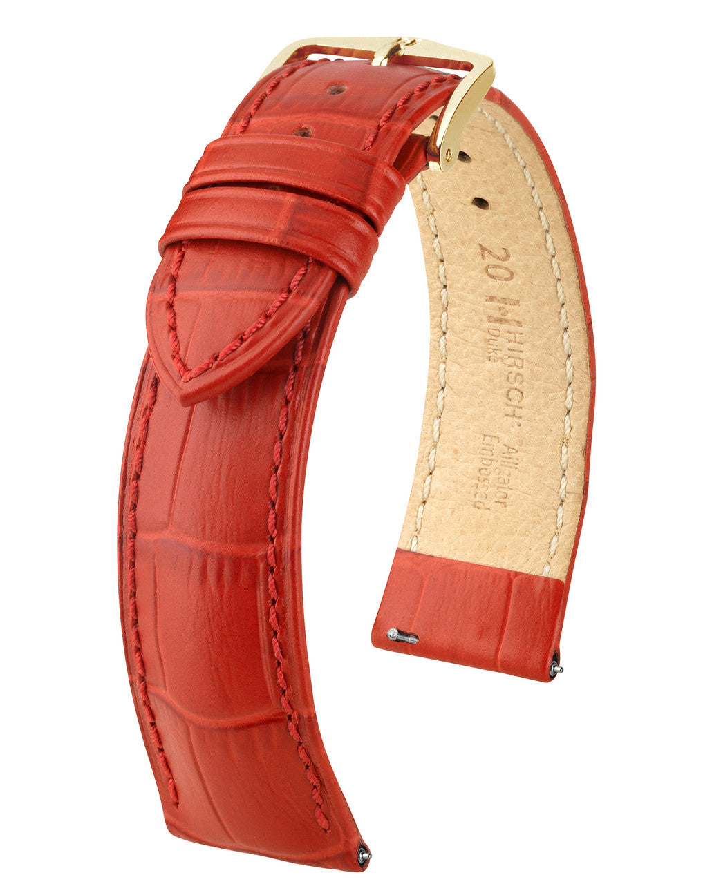 Hirsch DUKE Alligator Embossed Calfskin Watch Strap - Red