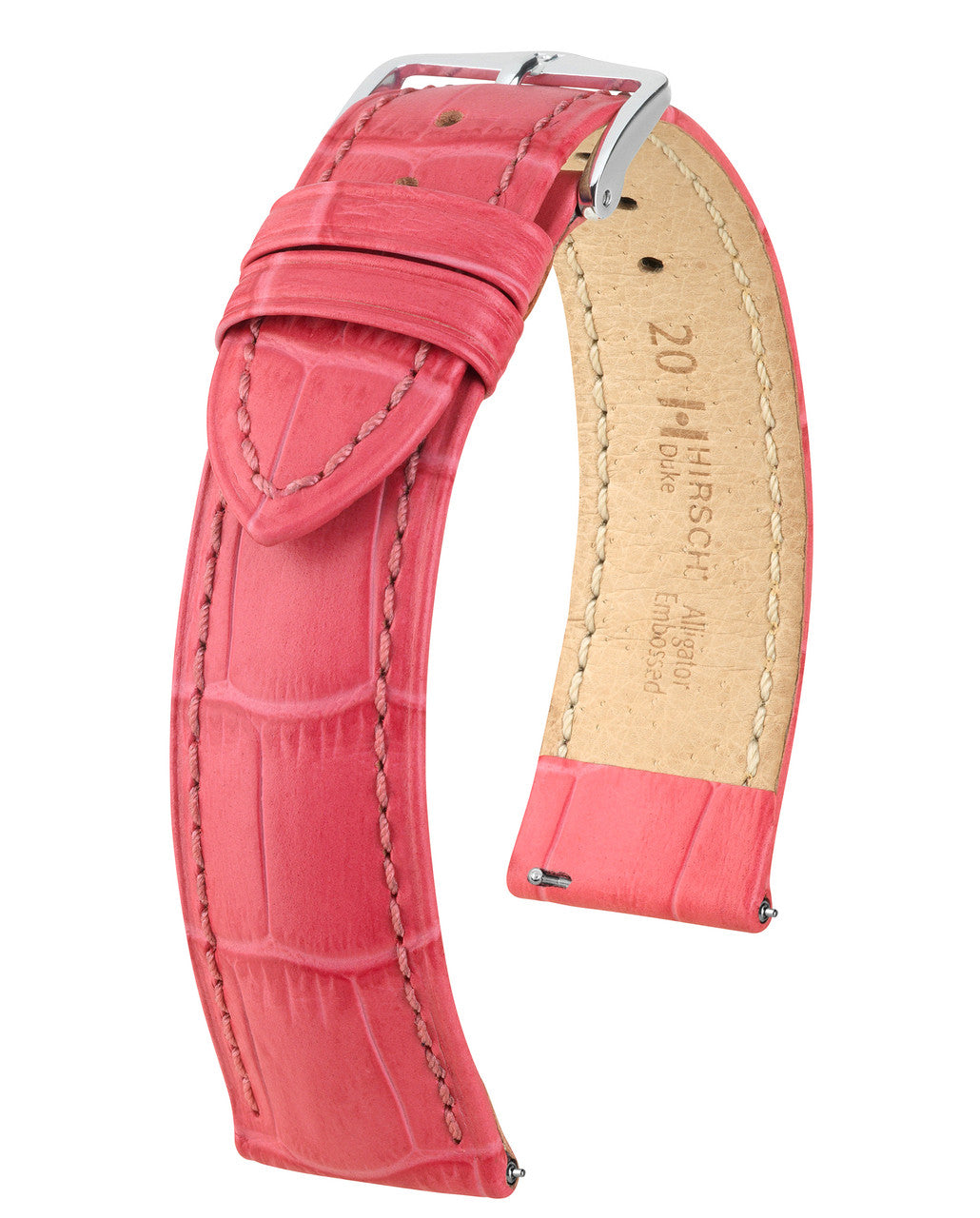 Hirsch DUKE Alligator Embossed Calfskin Watch Strap - Pink