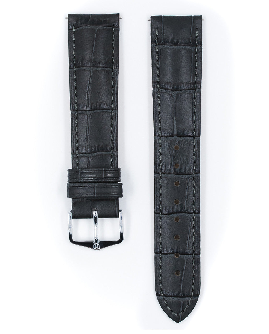 Hirsch - DUKE Alligator Embossed Calfskin Watch Strap 010 28 - Grey