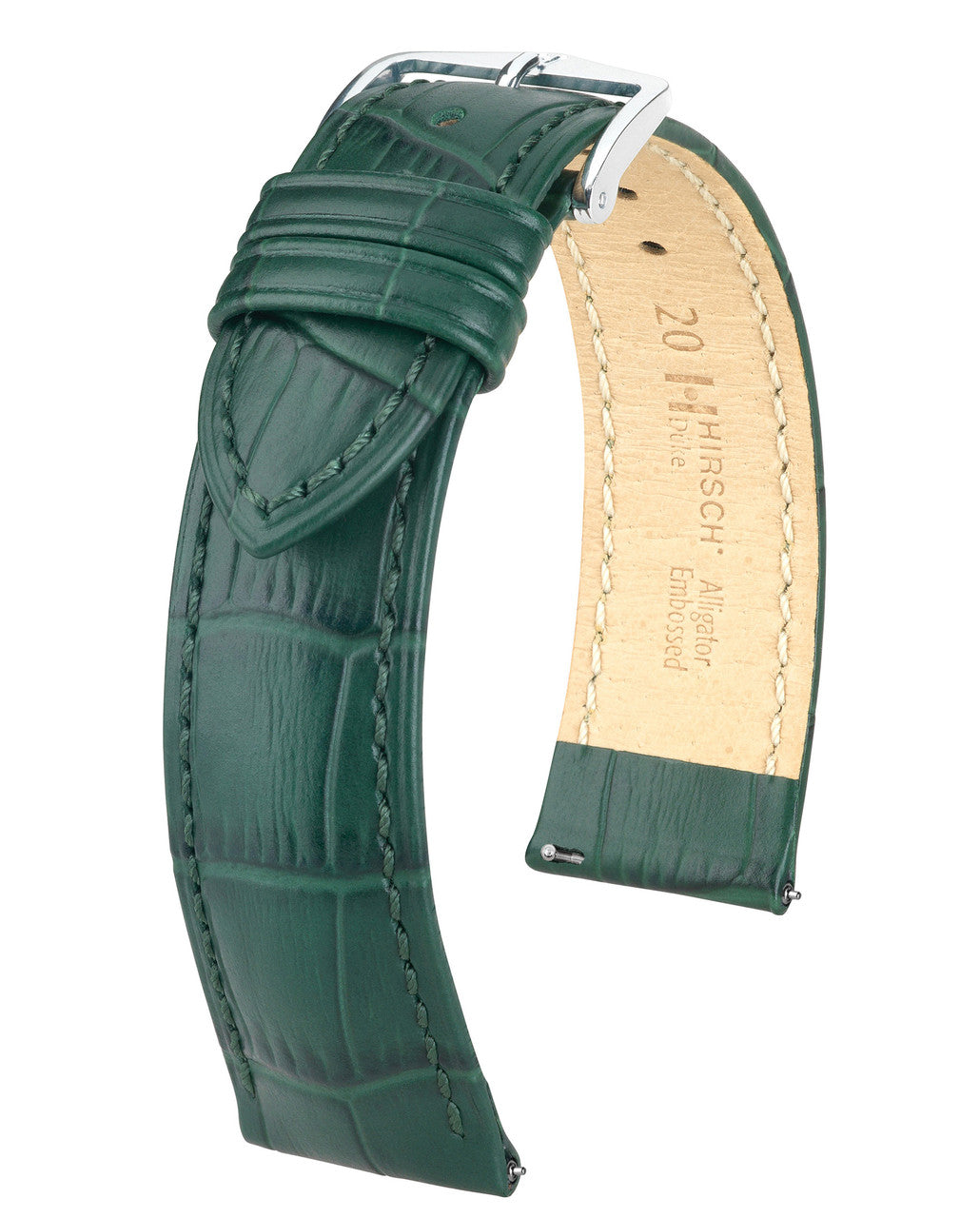 Hirsch DUKE Alligator Embossed Calfskin Watch Strap - Green