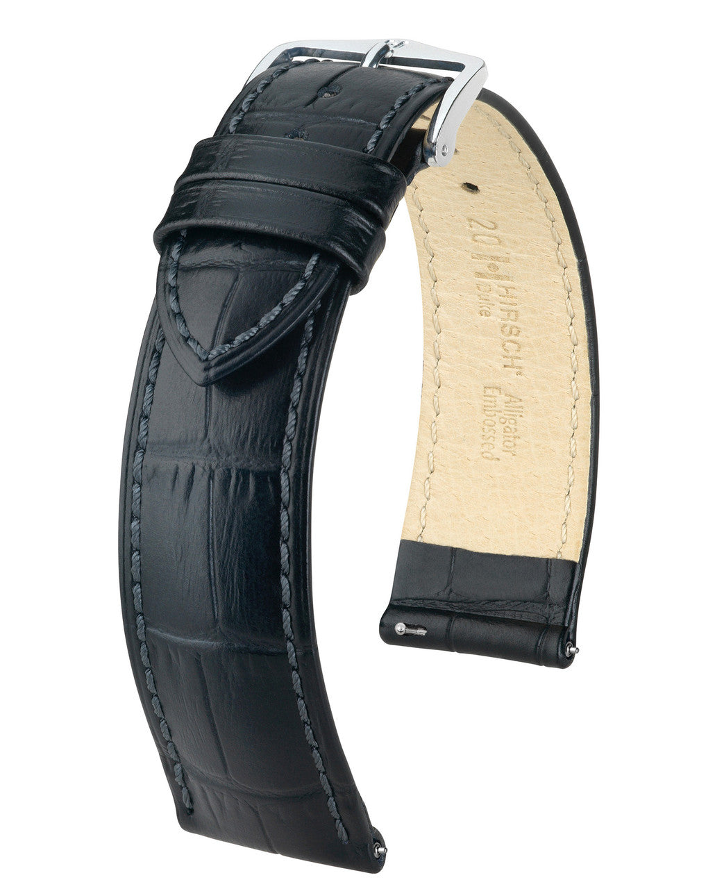 Hirsch DUKE Alligator Embossed Calfskin Watch Strap (19mm) - Black