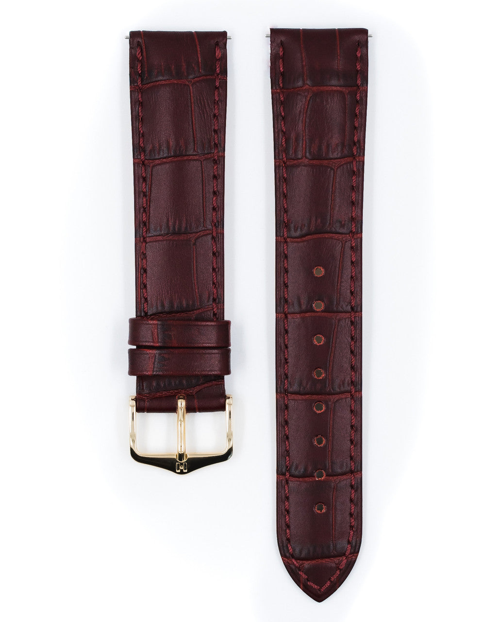 Hirsch - DUKE Alligator Embossed Calfskin Watch Strap 010 28 - Burgundy