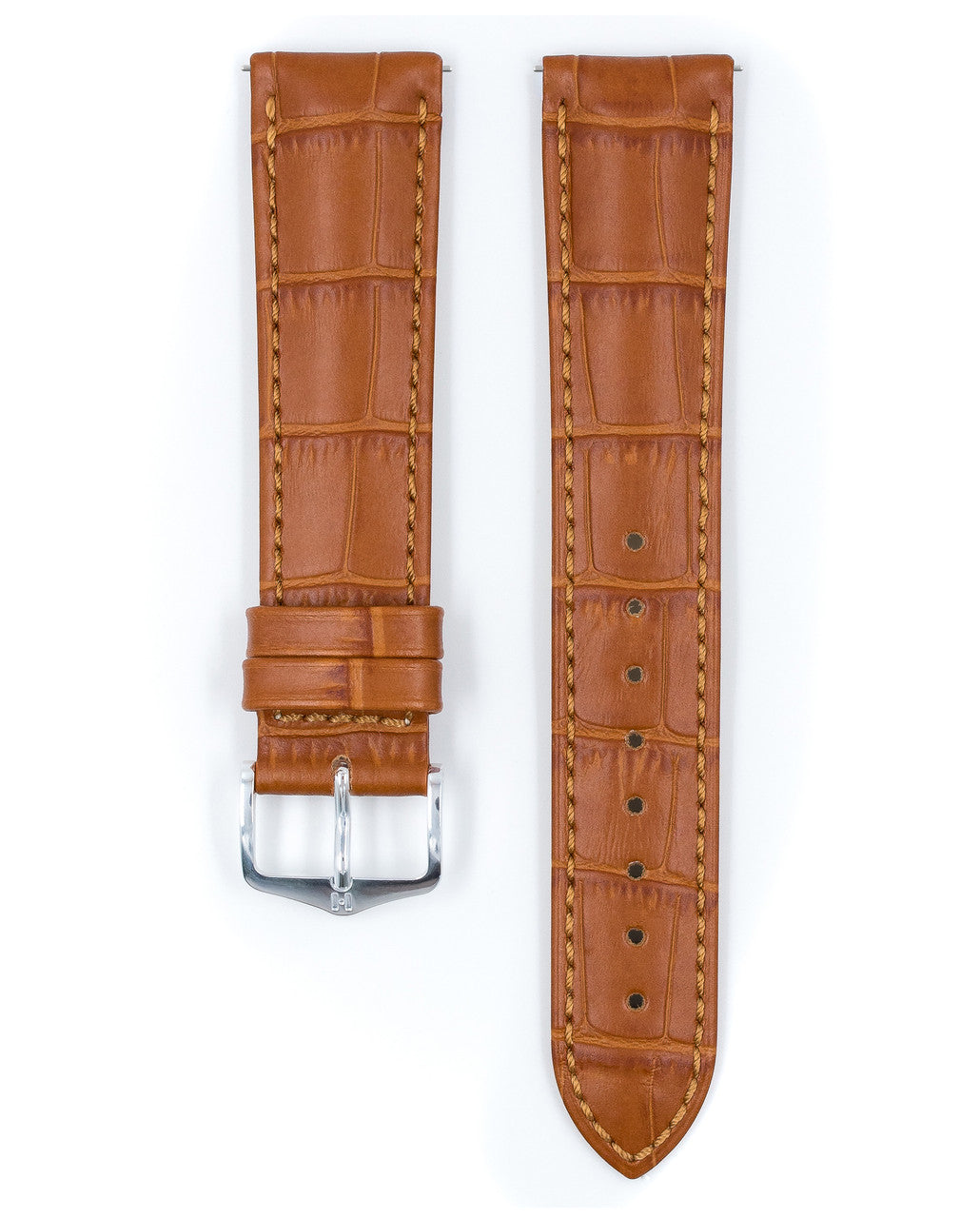 HIRSCH DUKE Alligator Embossed Calfskin Watch Strap 010 28 - Honey