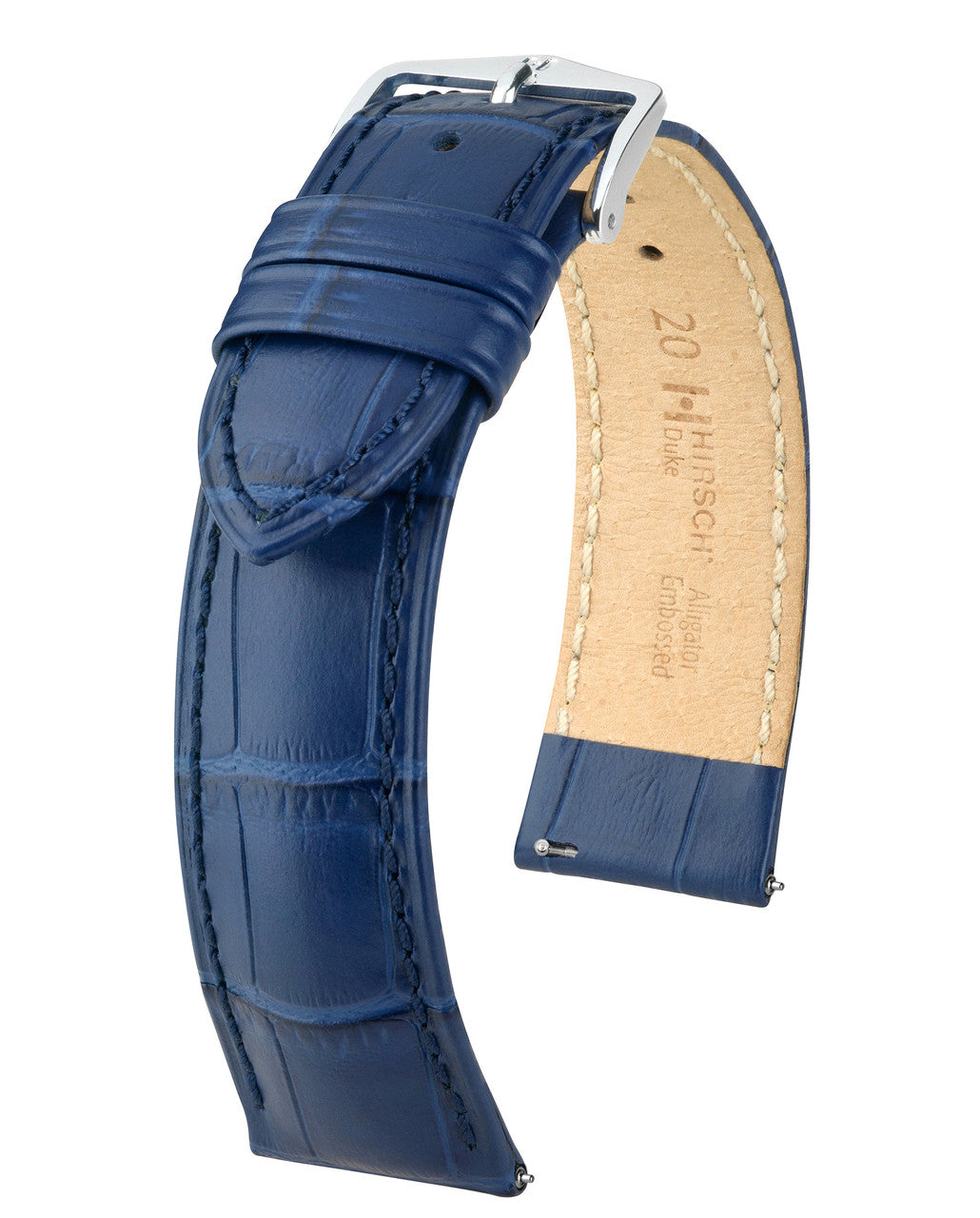 Hirsch DUKE Alligator Embossed Calfskin Watch Strap - Blue