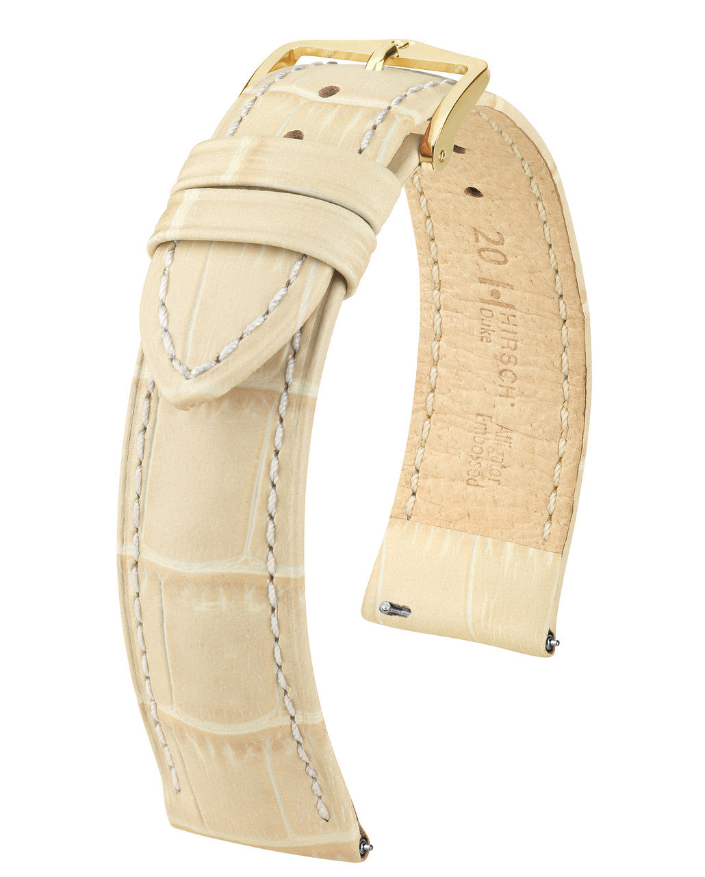 Hirsch DUKE Alligator Embossed Calfskin Watch Strap - Beige