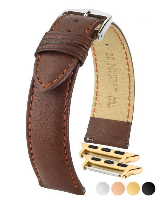 Hirsch - MERINO French Nappa Sheepskin Watch Strap 012 06 - Gold Brown