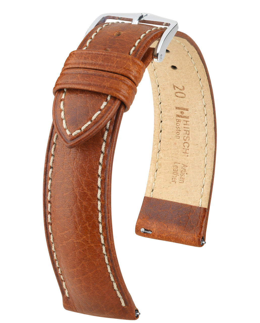 Hirsch BOSTON Buffalo Calfskin Watch Strap - Gold Brown