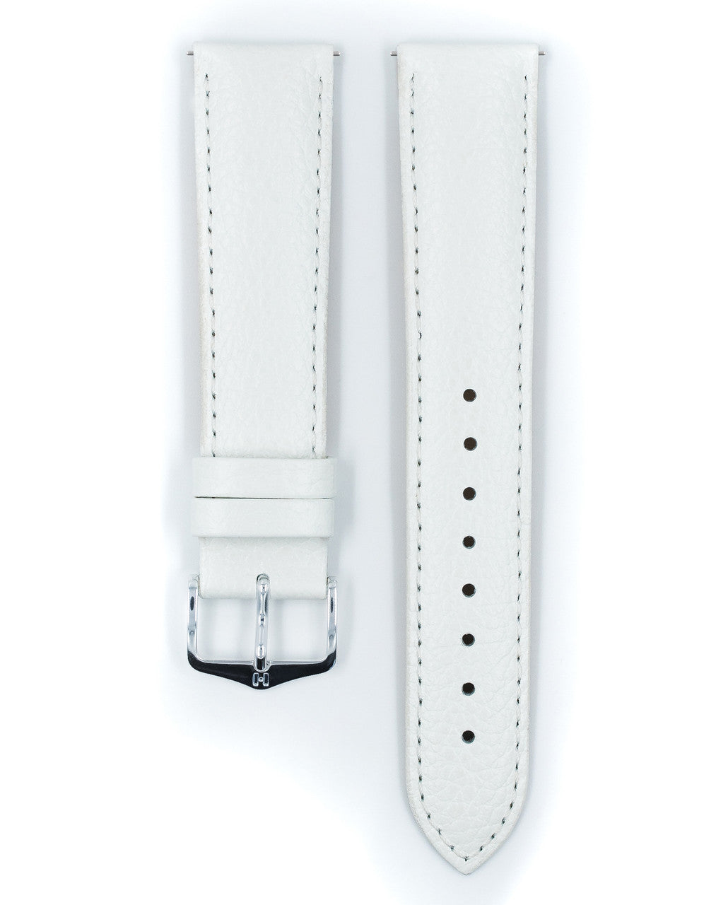 Hirsch - KANSAS Buffalo Grain Calfskin Watch Strap 015 02 - White