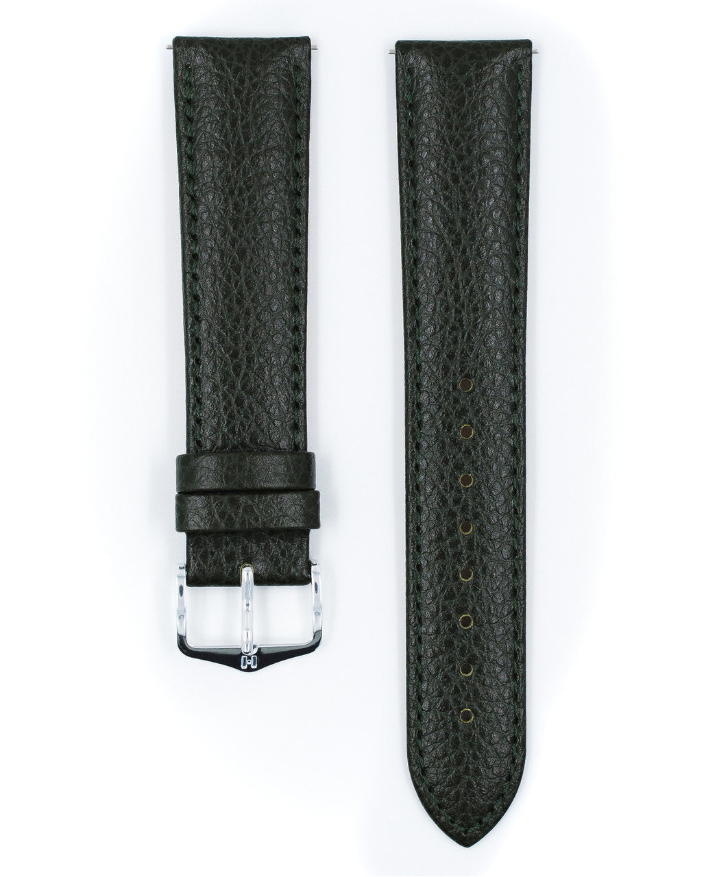 Hirsch - KANSAS Buffalo Grain Calfskin Watch Strap 015 02 - Green