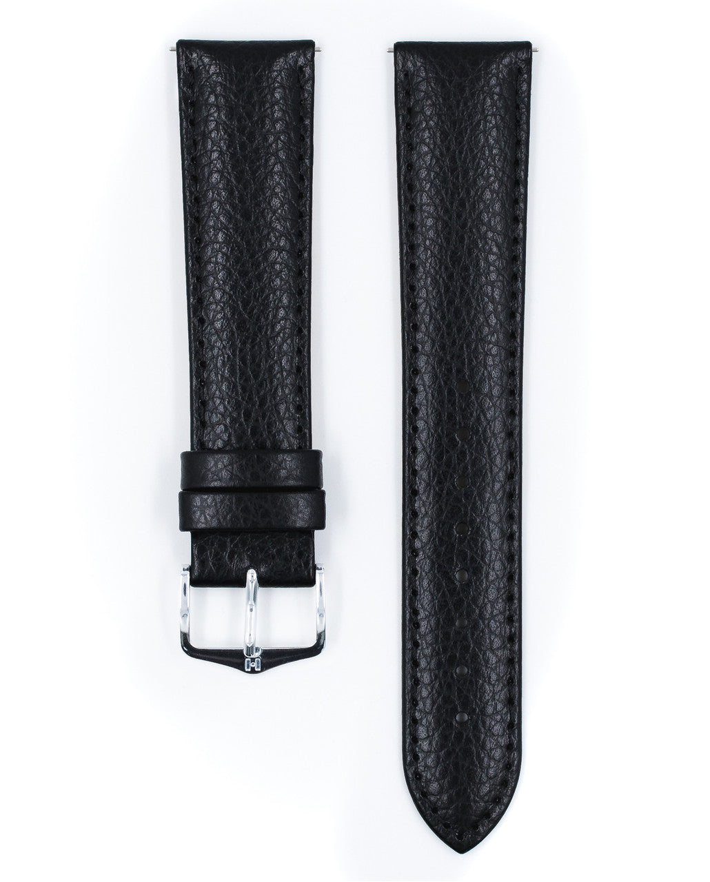 Hirsch - KANSAS Buffalo Grain Calfskin Watch Strap 015 02 - Black w/Red