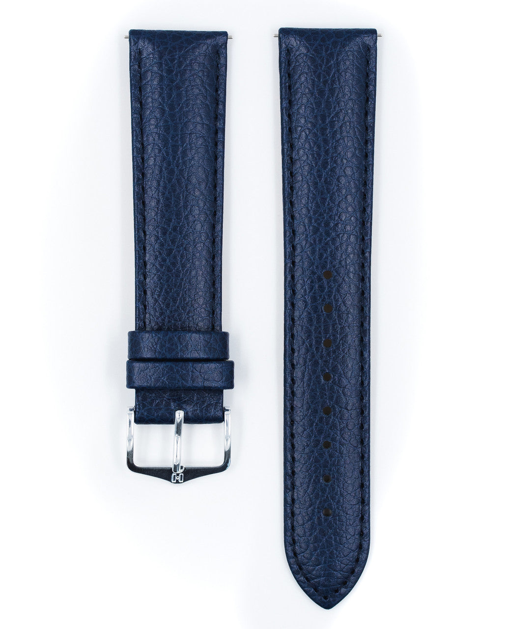 Hirsch - KANSAS Buffalo Grain Calfskin Watch Strap 015 02 - Blue