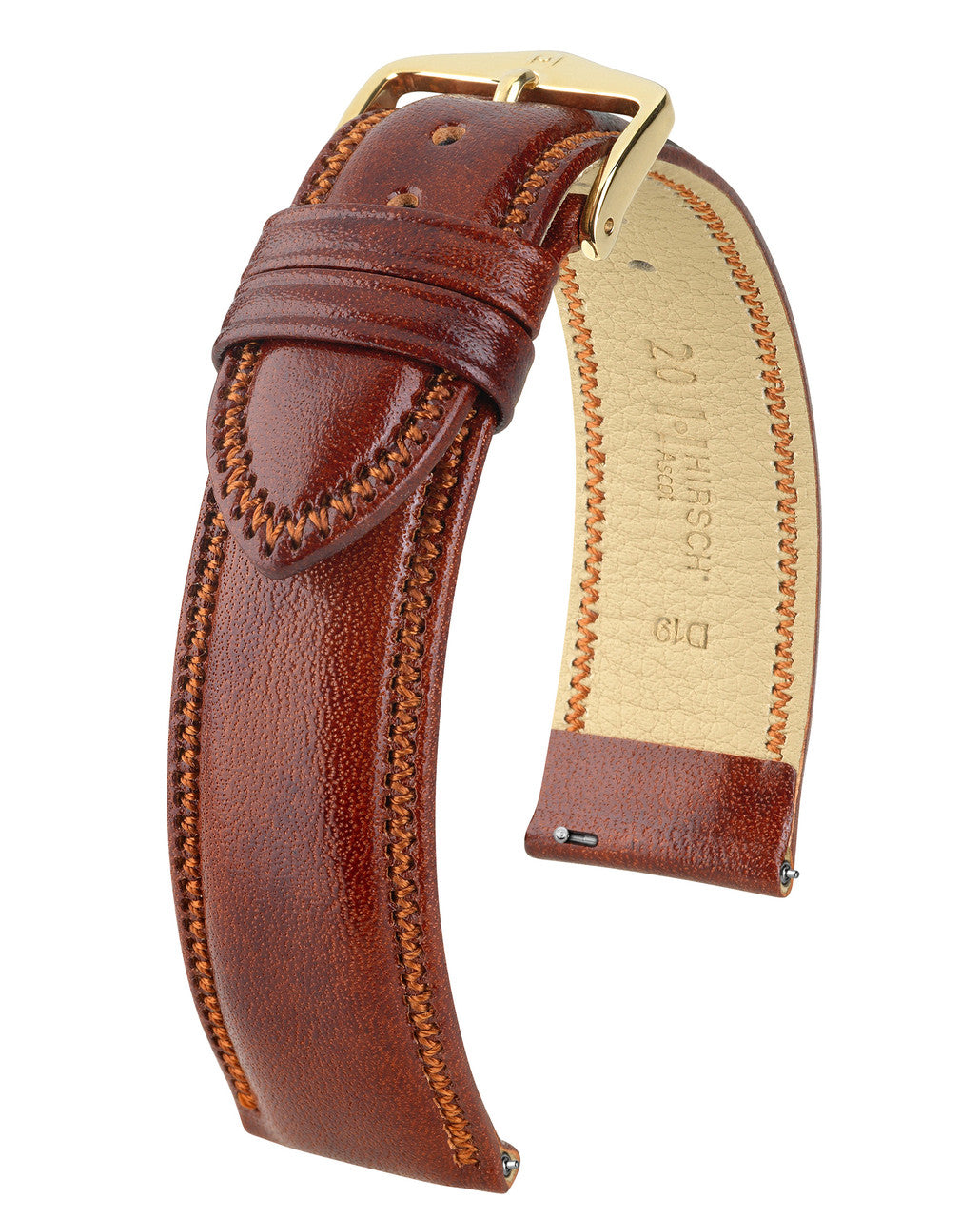 Hirsch ASCOT English Calfskin Watch Strap - Gold Brown