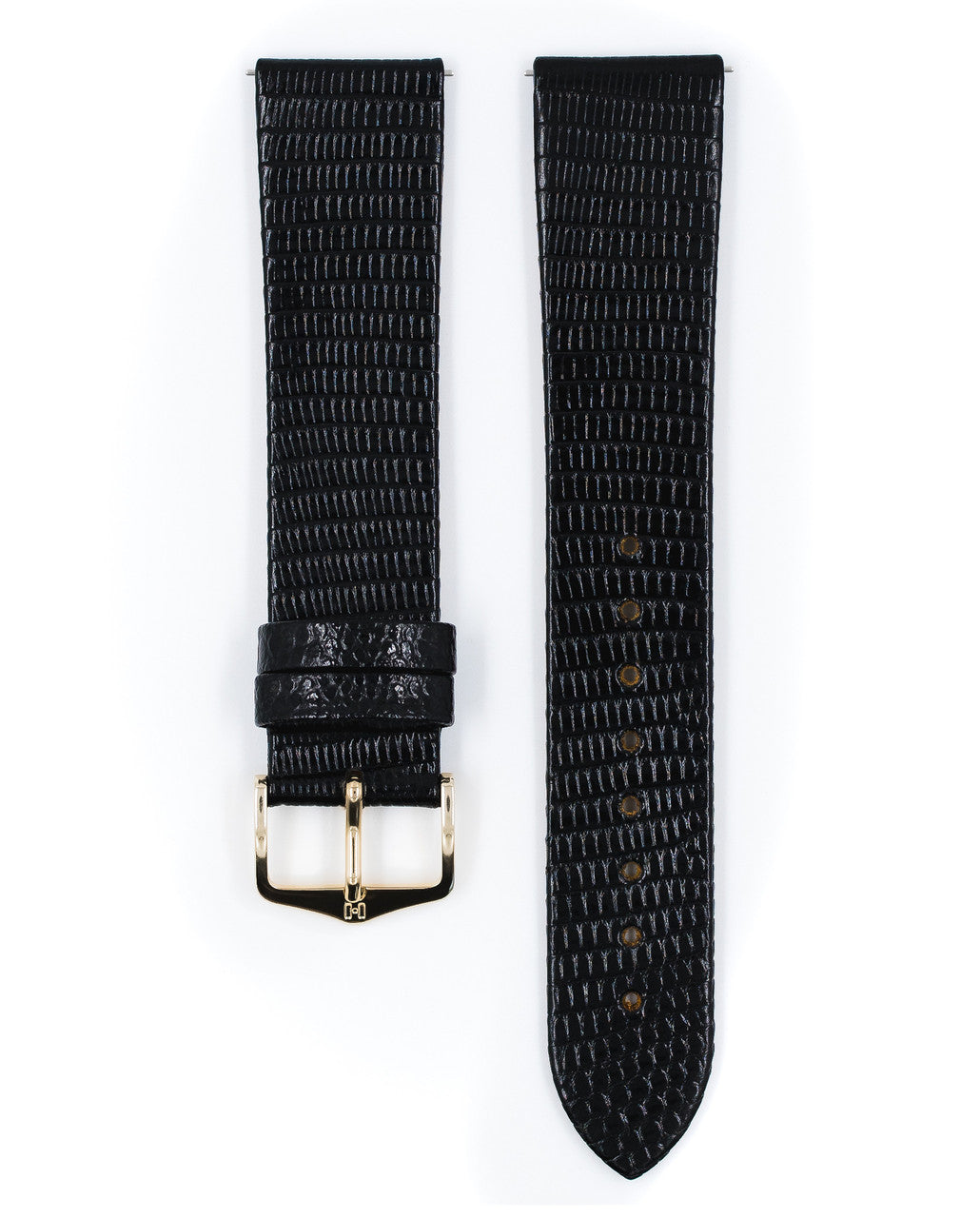 Hirsch - LIZARD Genuine Lizard Watch Bracelet 017 66 - Black