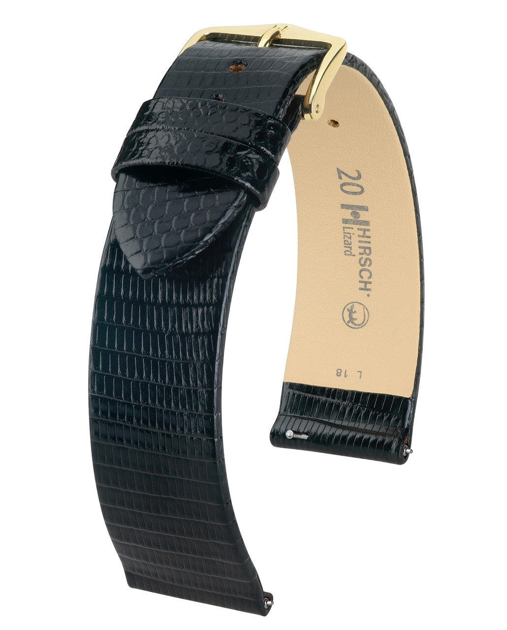 Hirsch LIZARD Genuine Lizard Watch Bracelet - Black