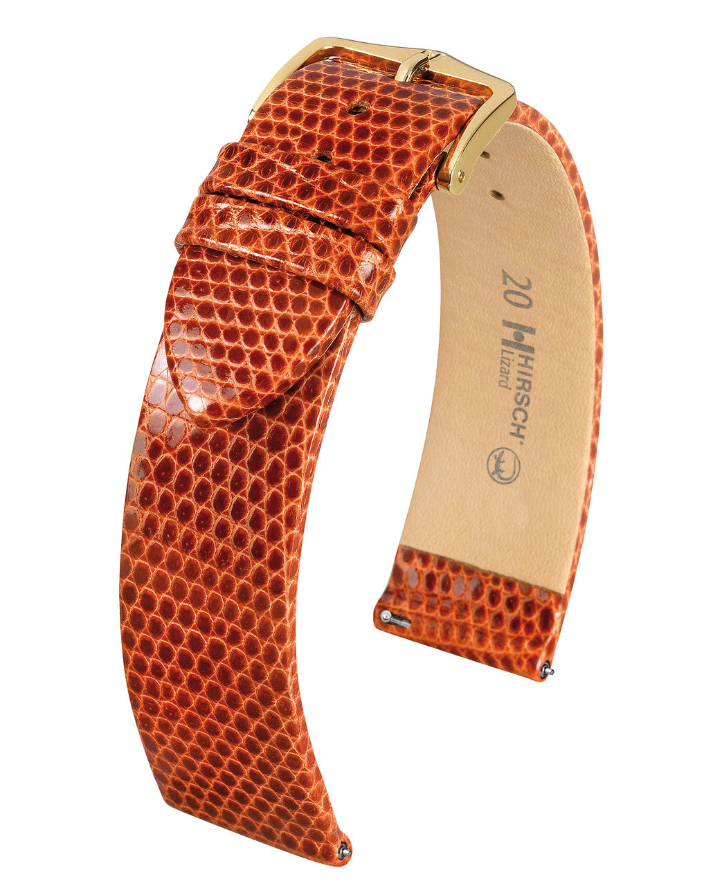 Hirsch LIZARD Genuine Lizard Watch Bracelet - Gold Brown