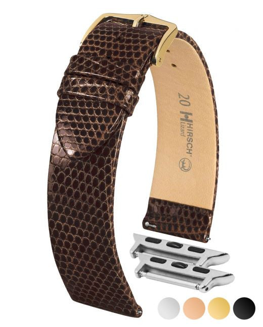 Hirsch - LIZARD Genuine Lizard Watch Bracelet 017 66 - Brown