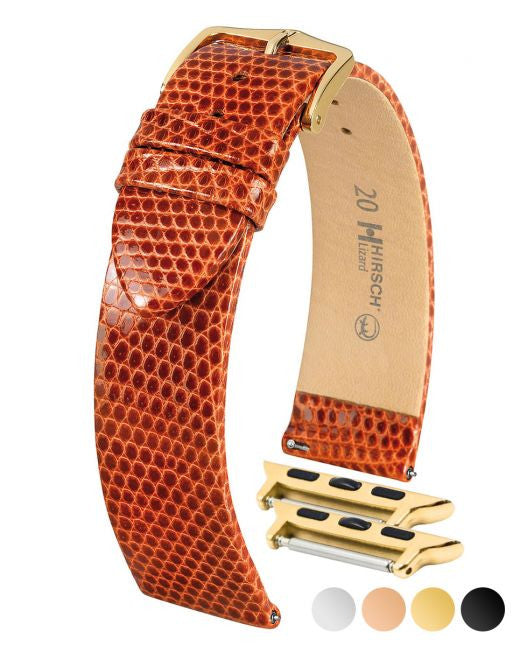 Hirsch - LIZARD Genuine Lizard Watch Bracelet 017 66 - Gold Brown