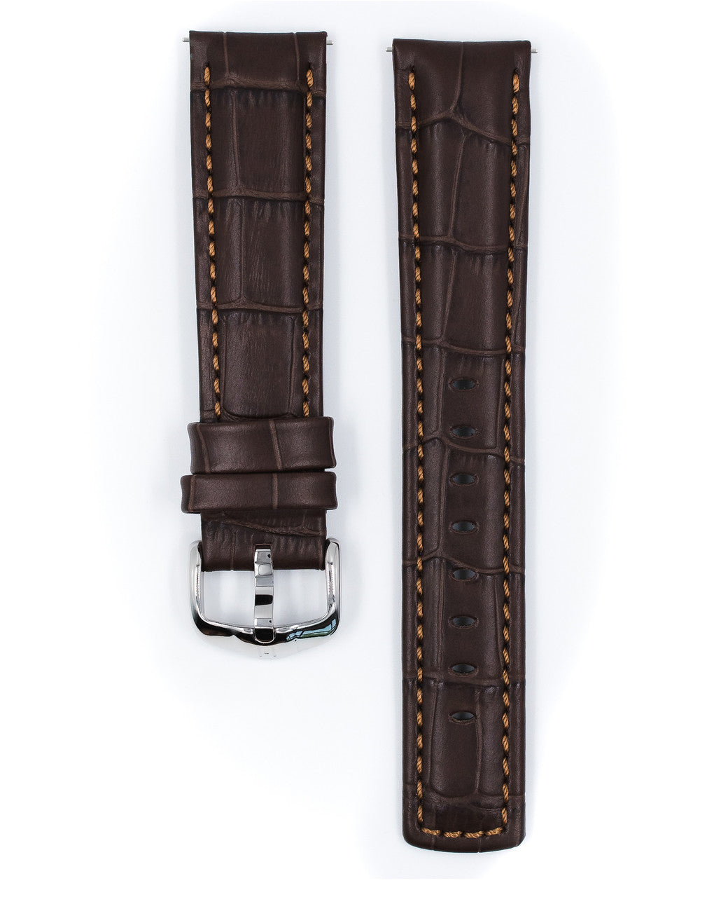 Hirsch GRAND DUKE Alligator Embossed, Water Resistant Calfskin Watchband - Brown - view 2