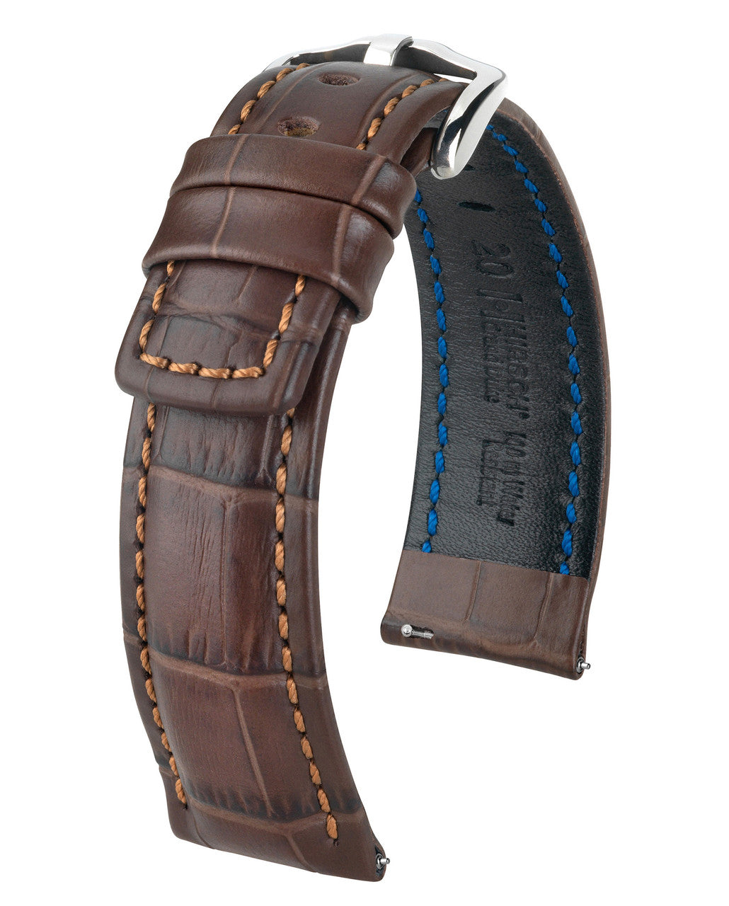 Hirsch GRAND DUKE Alligator Embossed, Water Resistant Calfskin Watchband - Brown