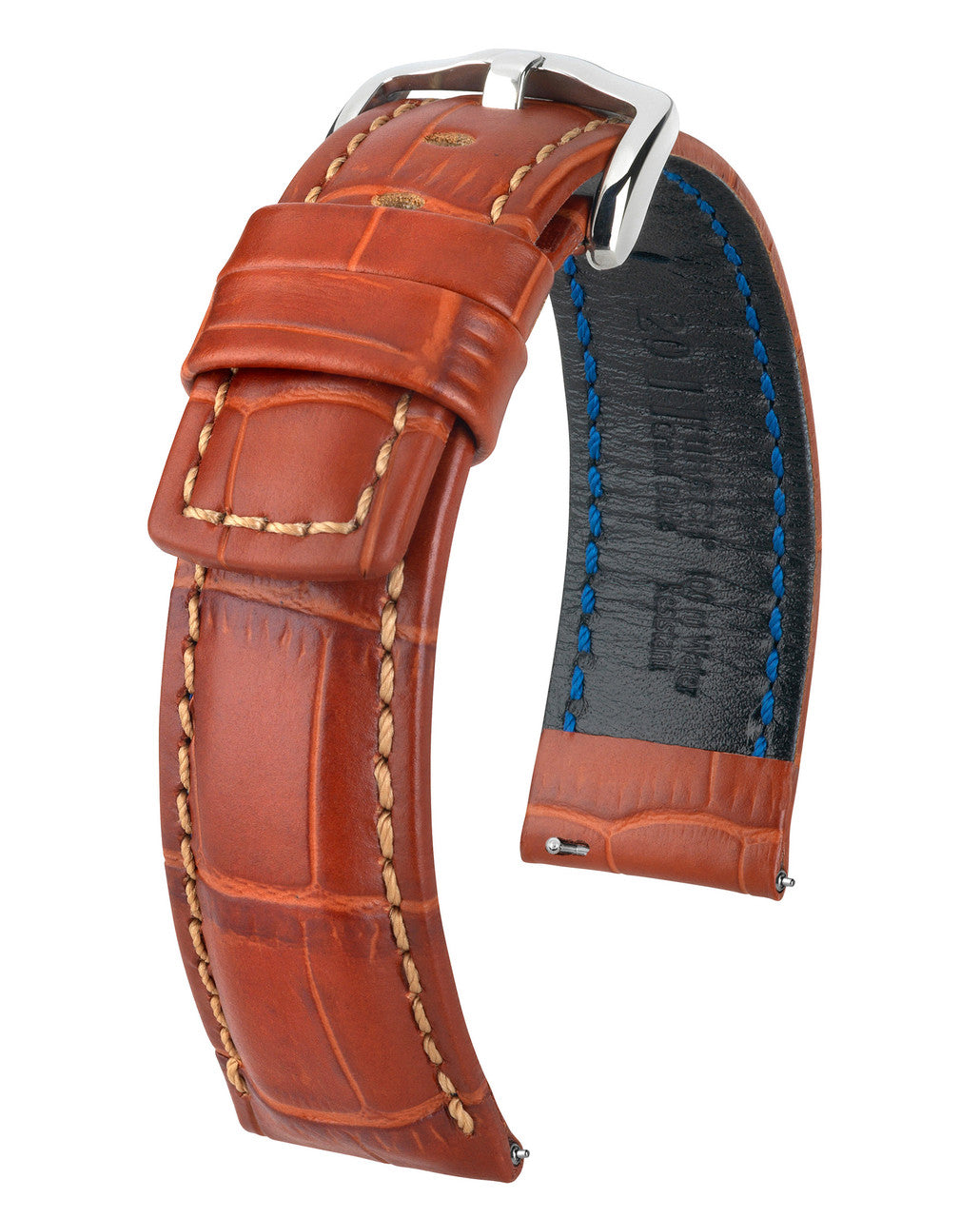 Hirsch GRAND DUKE Alligator Embossed, Water Resistant Calfskin Watchband - Gold Brown