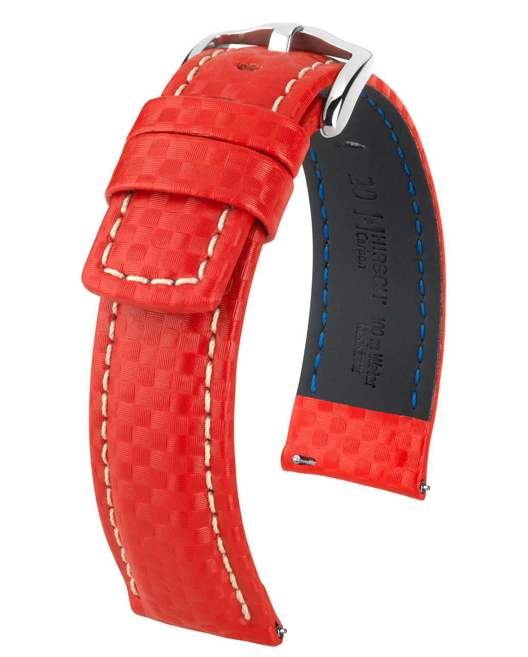 Hirsch CARBON Water Resistant Carbon Hi-tech Leather Watch Band - Red