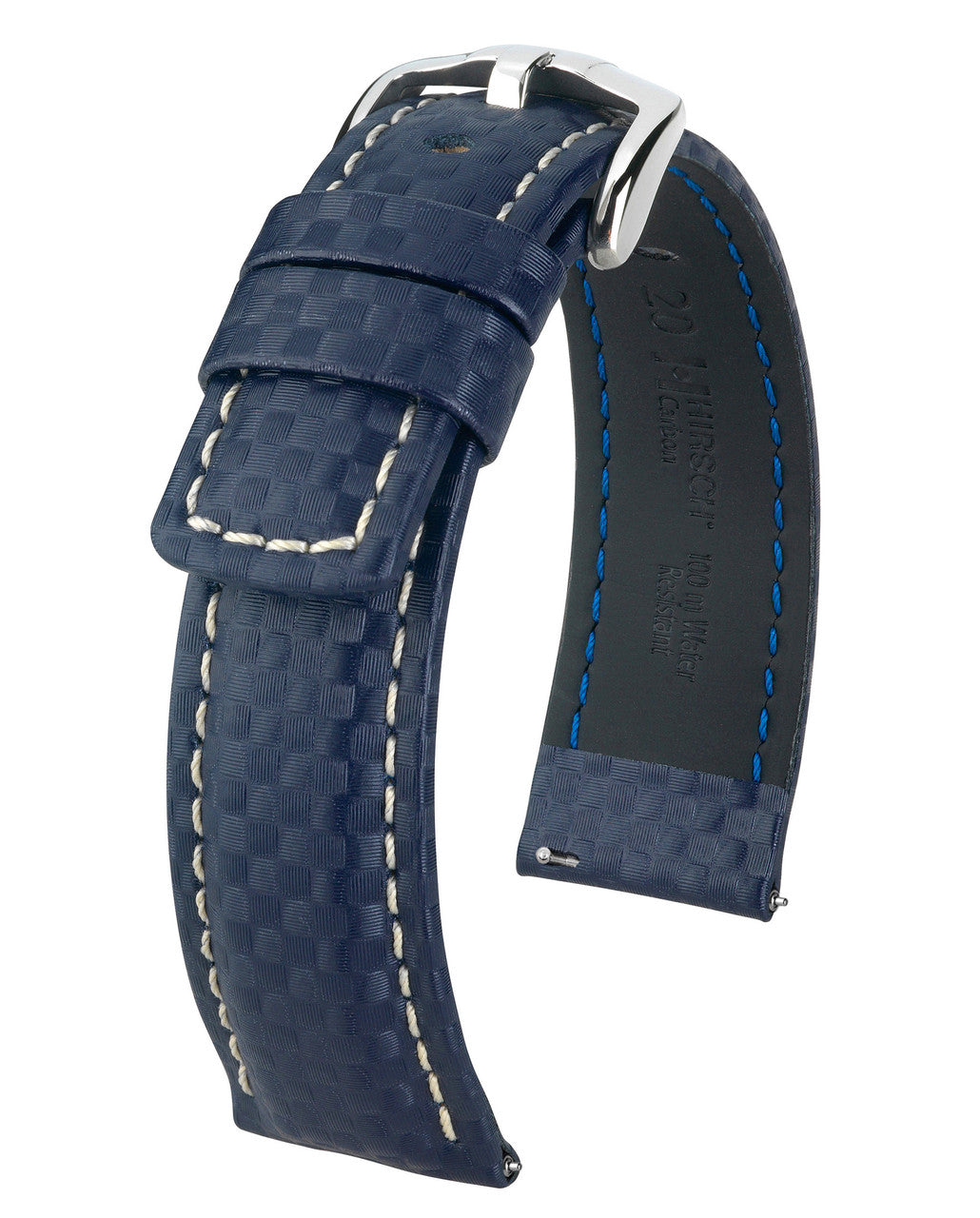 Hirsch CARBON Water Resistant Carbon Hi-tech Leather Watch Band - Blue