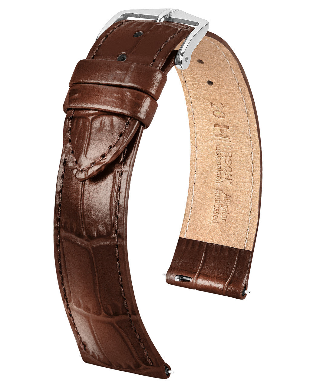 Hirsch - LOUISIANA VEGAN Performance Alligator Watch Band 0342 - Brown
