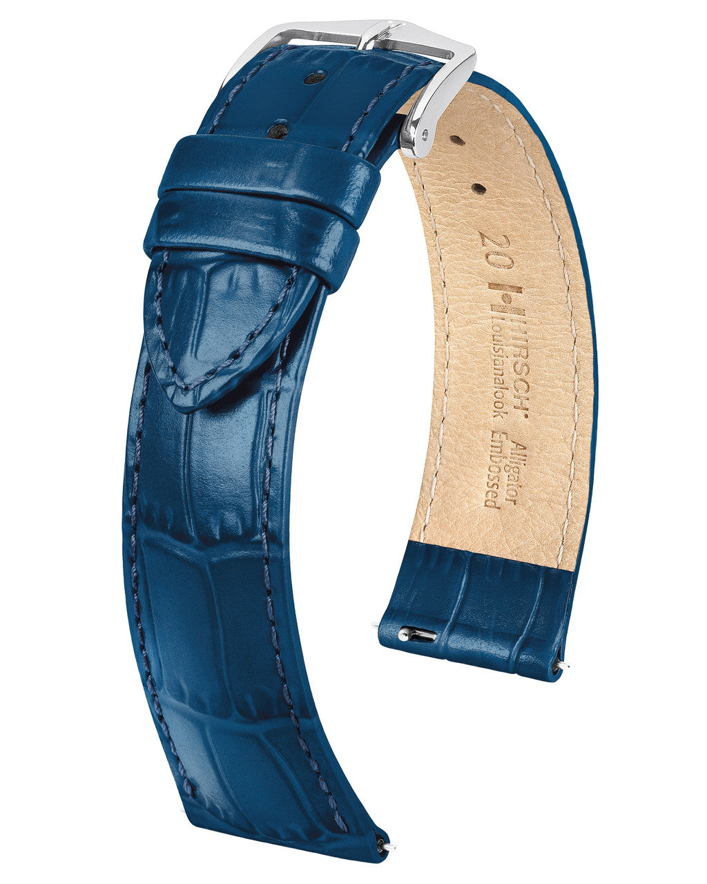 Hirsch - LOUISIANA VEGAN Performance Alligator Watch Band 0342 - Blue