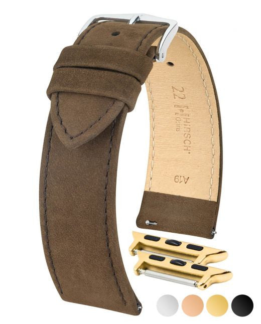 Hirsch - OSIRIS Calfskin Watch Bracelet with Nubuck Texture 034 33 - Brown