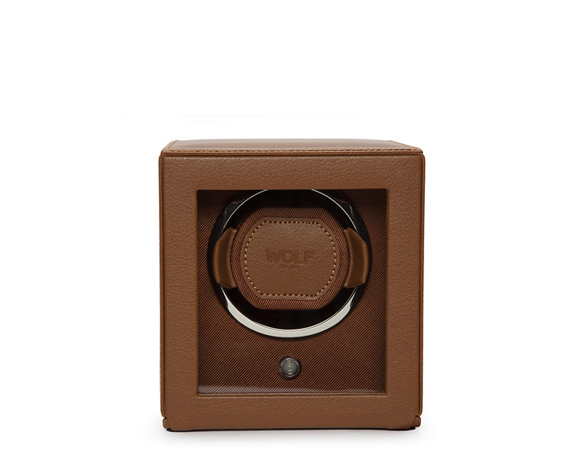 WOLF 1834 - Cub Single Watch Winder with Cover - Cognac