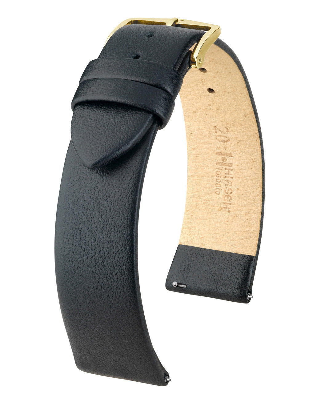 Hirsch - TORONTO Open End Classic Italian Calfskin Watch Strap 037 02 OE - Black