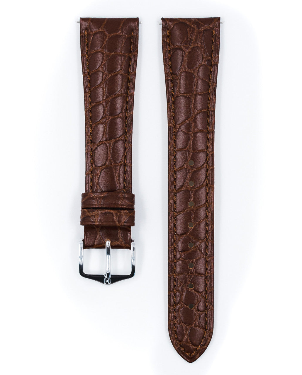 Hirsch - ARISTOCRAT Crocodile Flank Embossed Calfskin Watch Band 038 28 - Brown