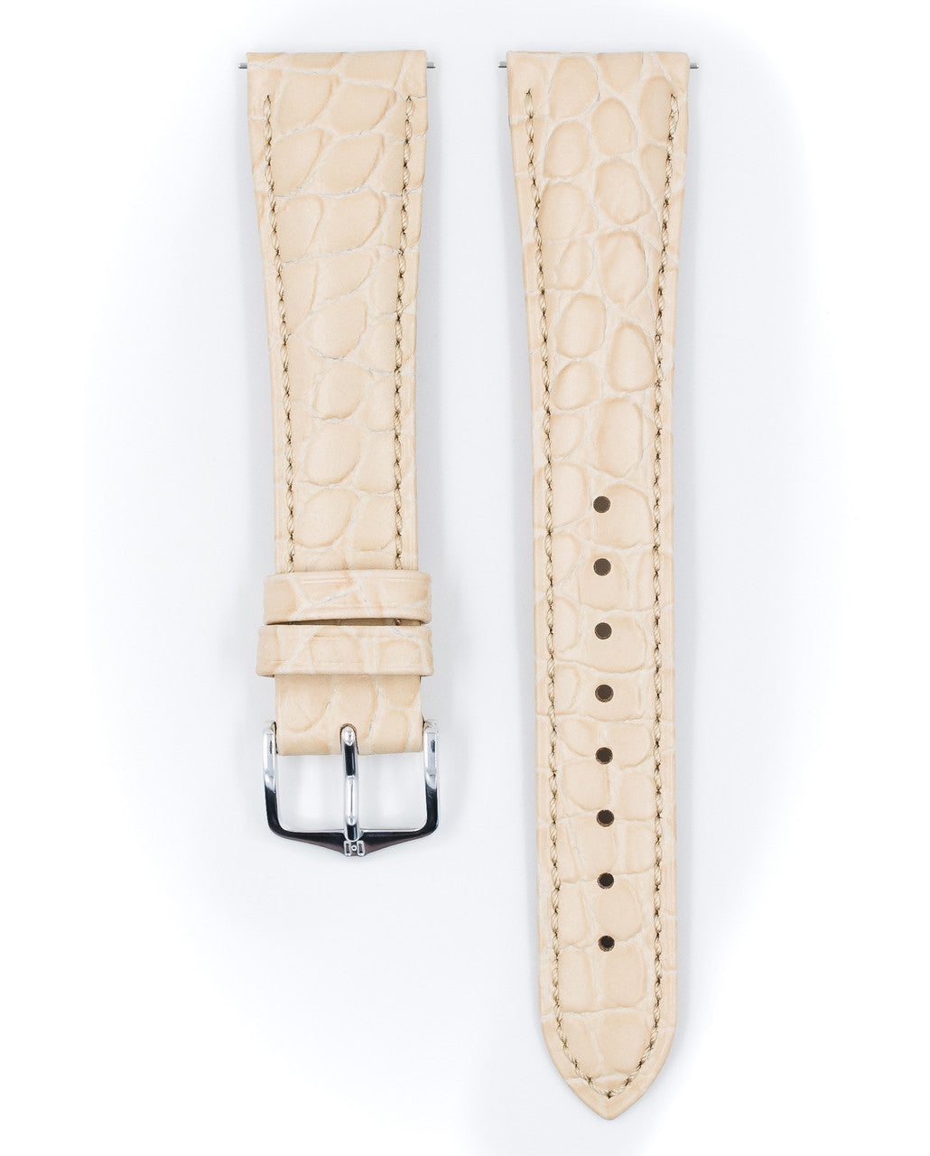 Hirsch - ARISTOCRAT Crocodile Flank Embossed Calfskin Watch Band 038 28 - Beige