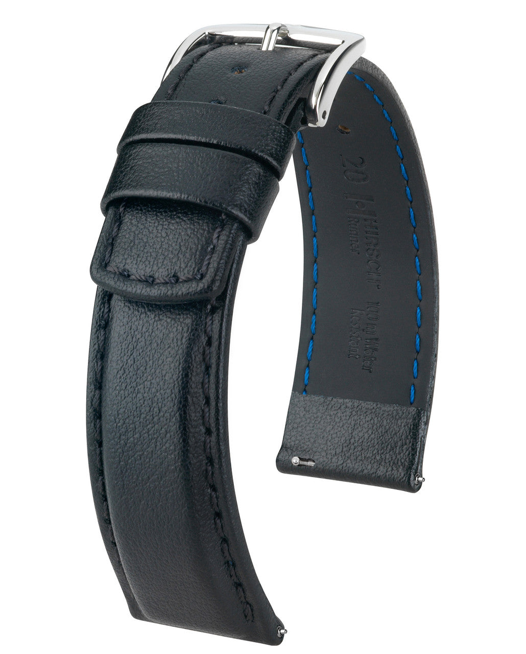 Hirsch - RUNNER Water Resistant Structured Calfskin Watchband 040 02 - Black