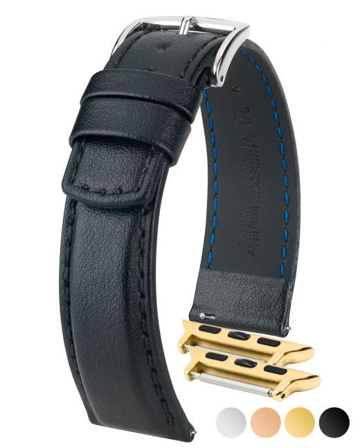 Hirsch - RUNNER Water Resistant Structured Calfskin Watchband 040 02 - Black