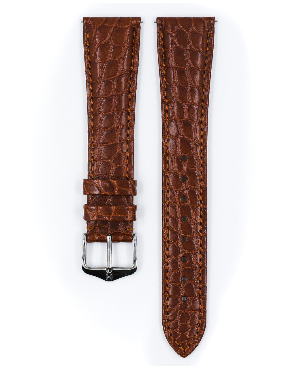 Hirsch - REGENT Genuine Louisiana Matte Alligator Flank Watch Bracelet 041 07 - Brown