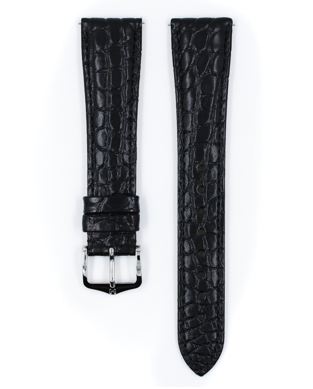 Hirsch - REGENT Genuine Louisiana Matte Alligator Flank Watch Bracelet 041 07 - Black