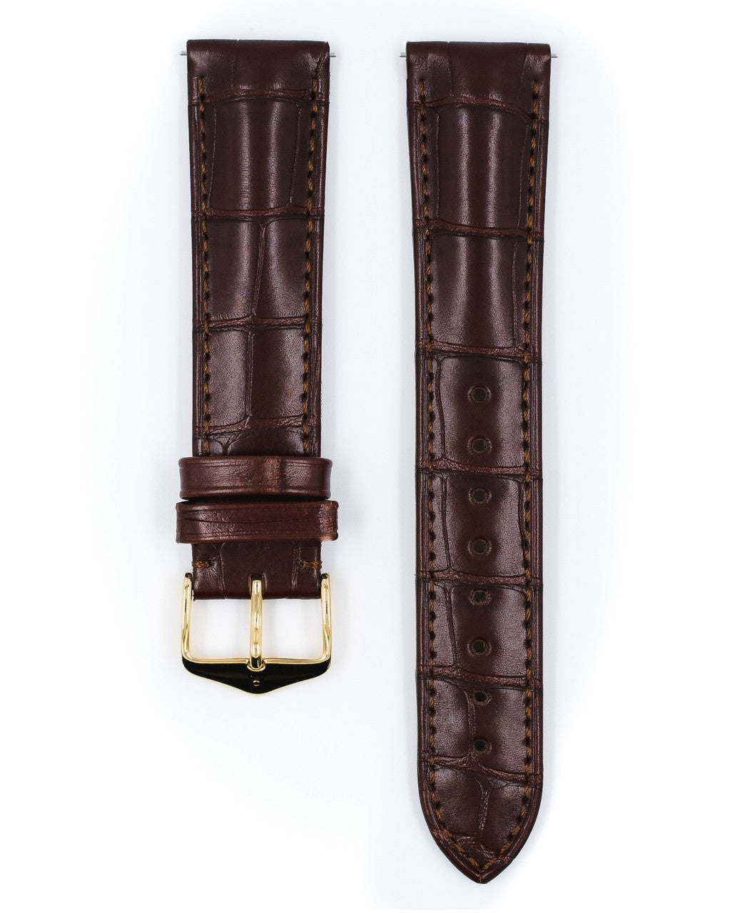 Hirsch - EARL Genuine Louisiana Matte Alligator Watch Band 047 07 - Brown