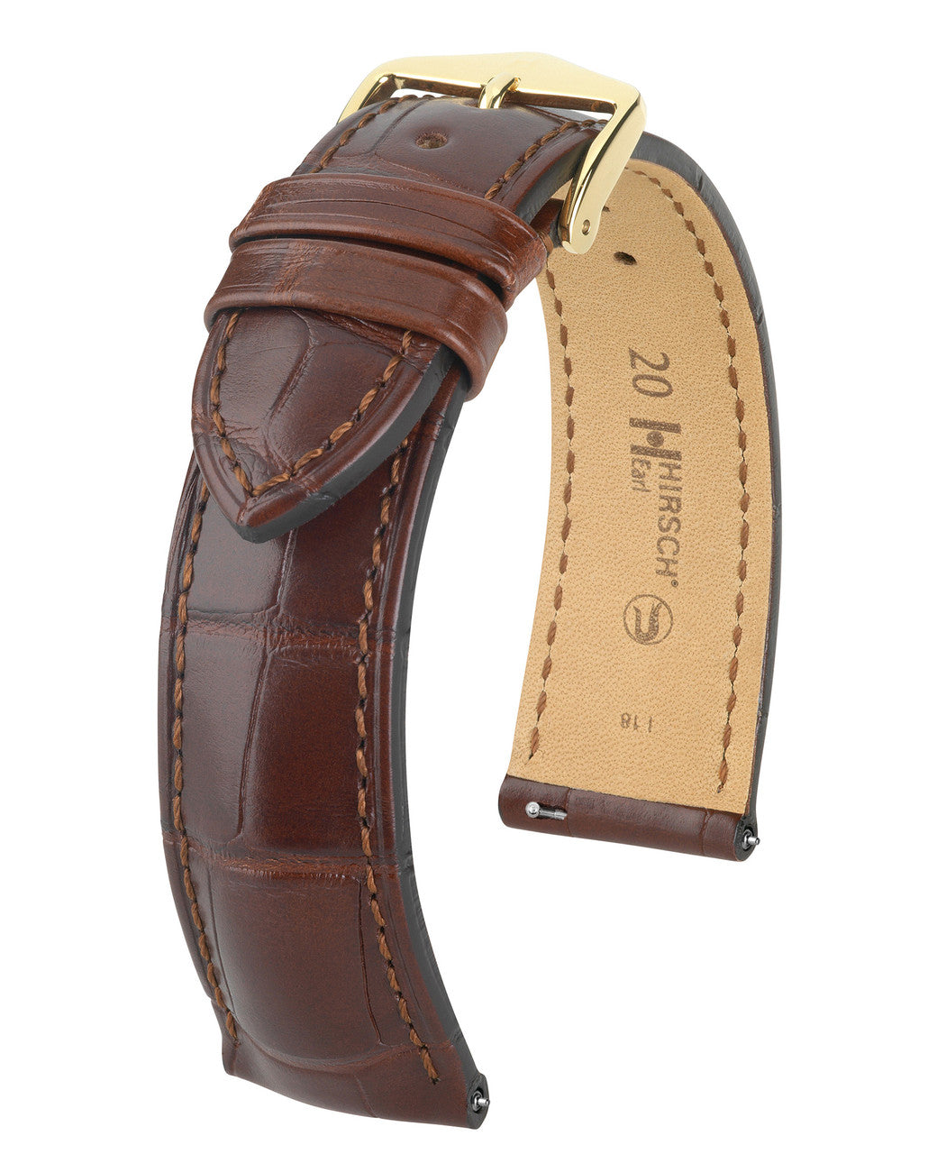 Hirsch EARL Genuine Louisiana Matte Alligator Watch Band - Brown