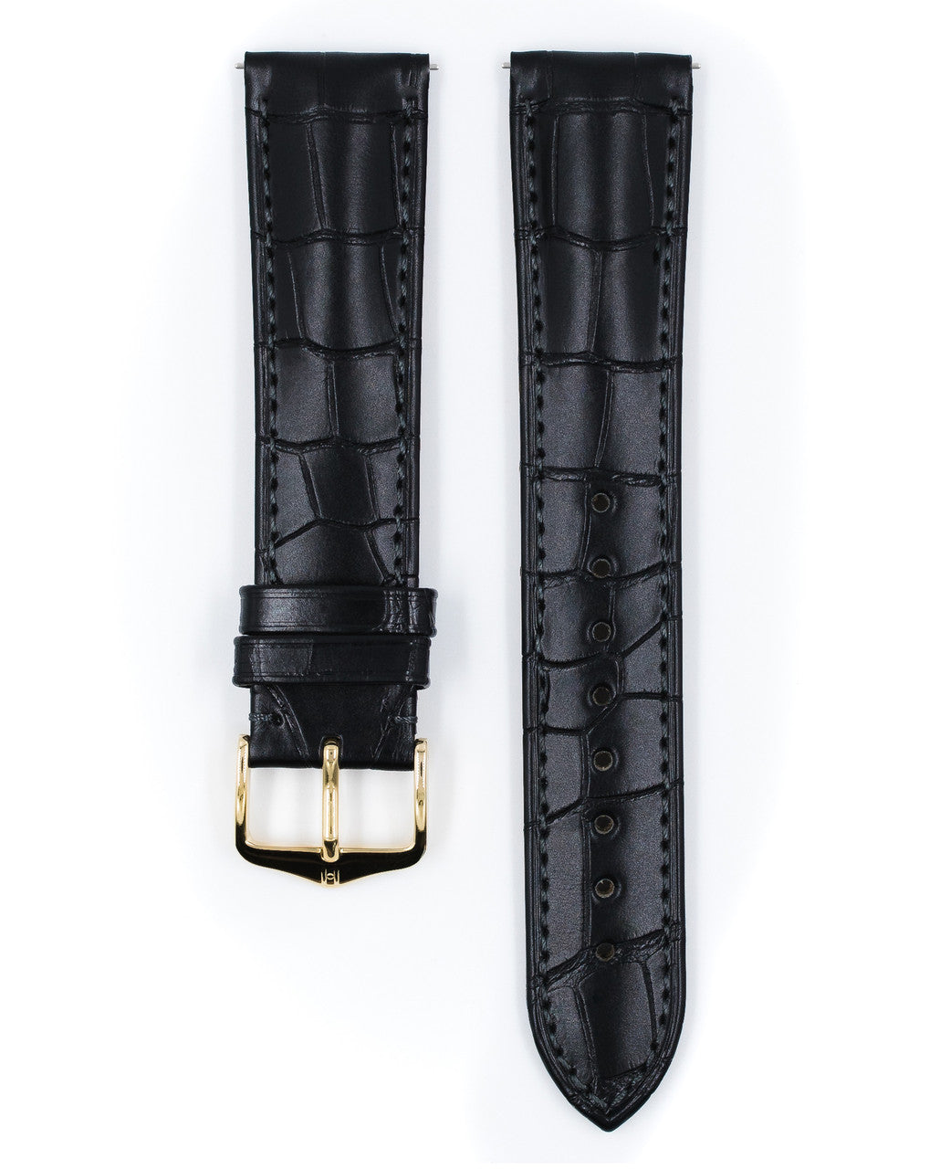 Hirsch - EARL Genuine Louisiana Matte Alligator Watch Band 047 07 - Black