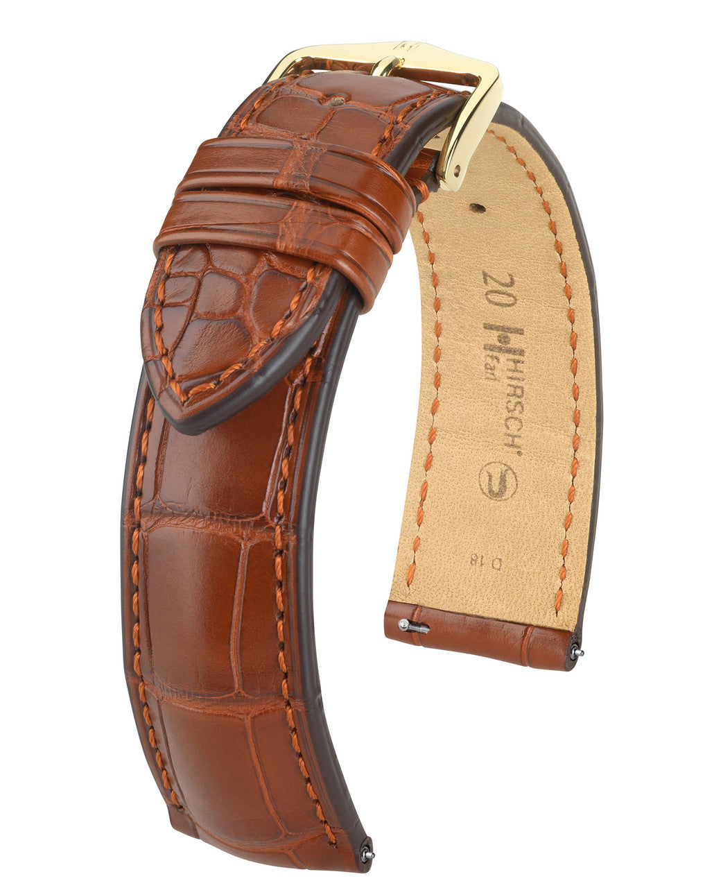 Hirsch - EARL Genuine Louisiana Matte Alligator Watch Band 047 07 - Gold Brown