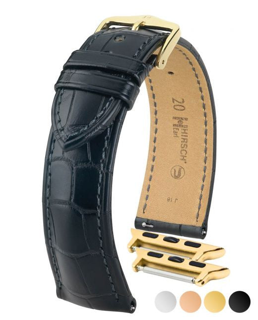Hirsch - EARL Genuine Louisiana Matte Alligator Watch Band 047 07 - Black