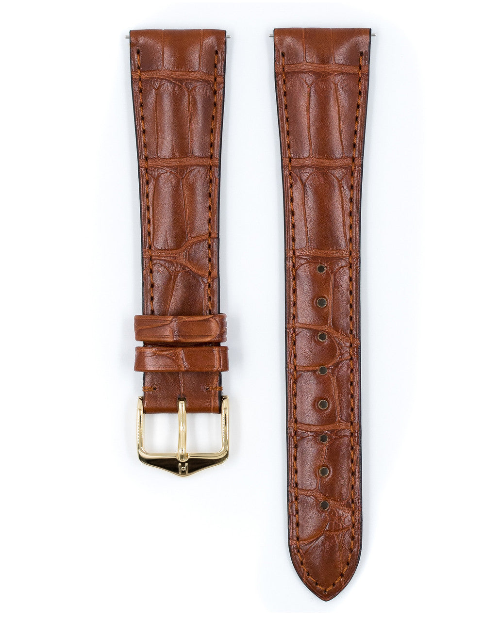 Hirsch - LONDON Genuine Louisiana Matte Alligator Watch Bracelet 042 07 - Gold Brown