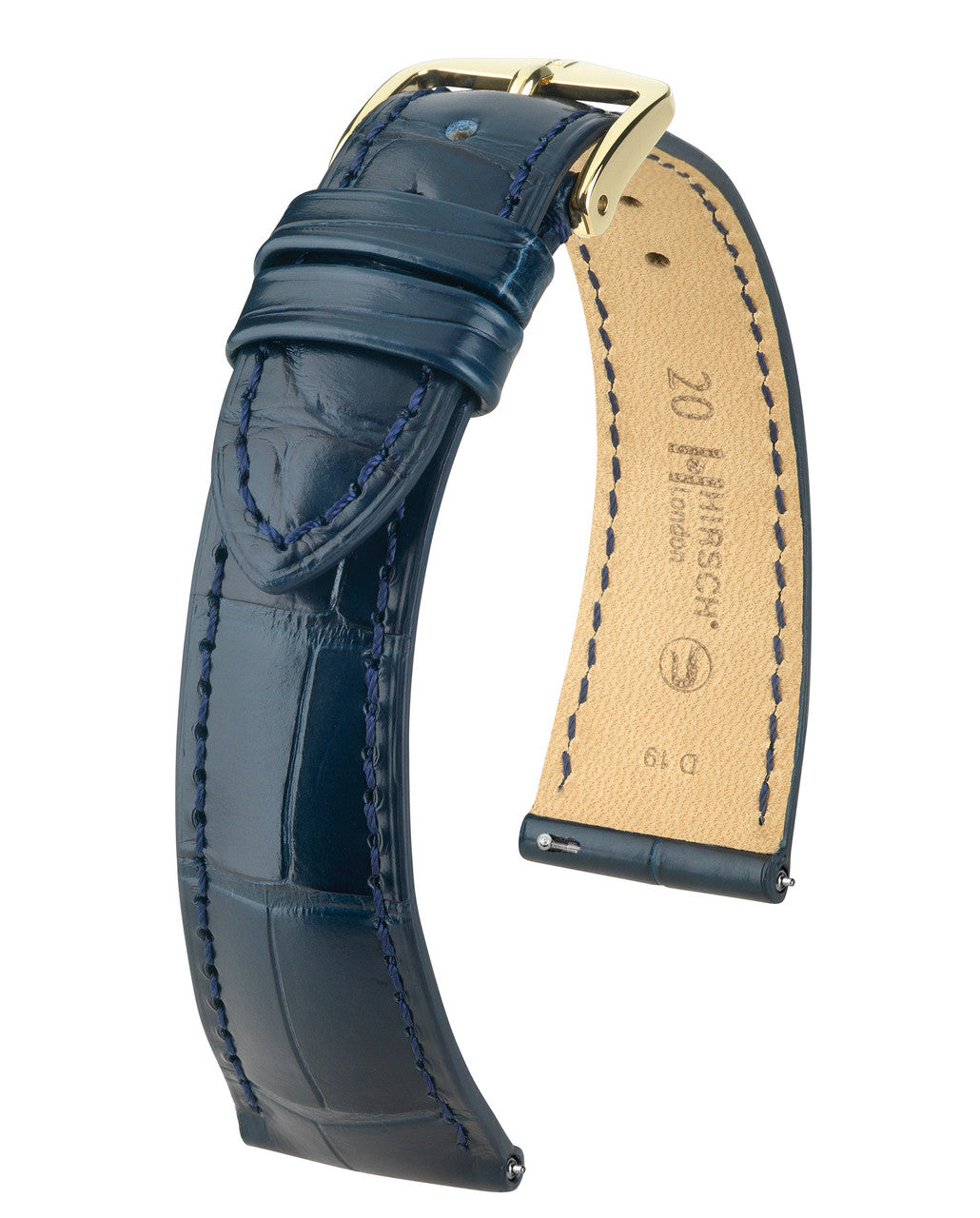 Hirsch - LONDON Genuine Louisiana Matte Alligator Watch Bracelet 043 07 - Blue