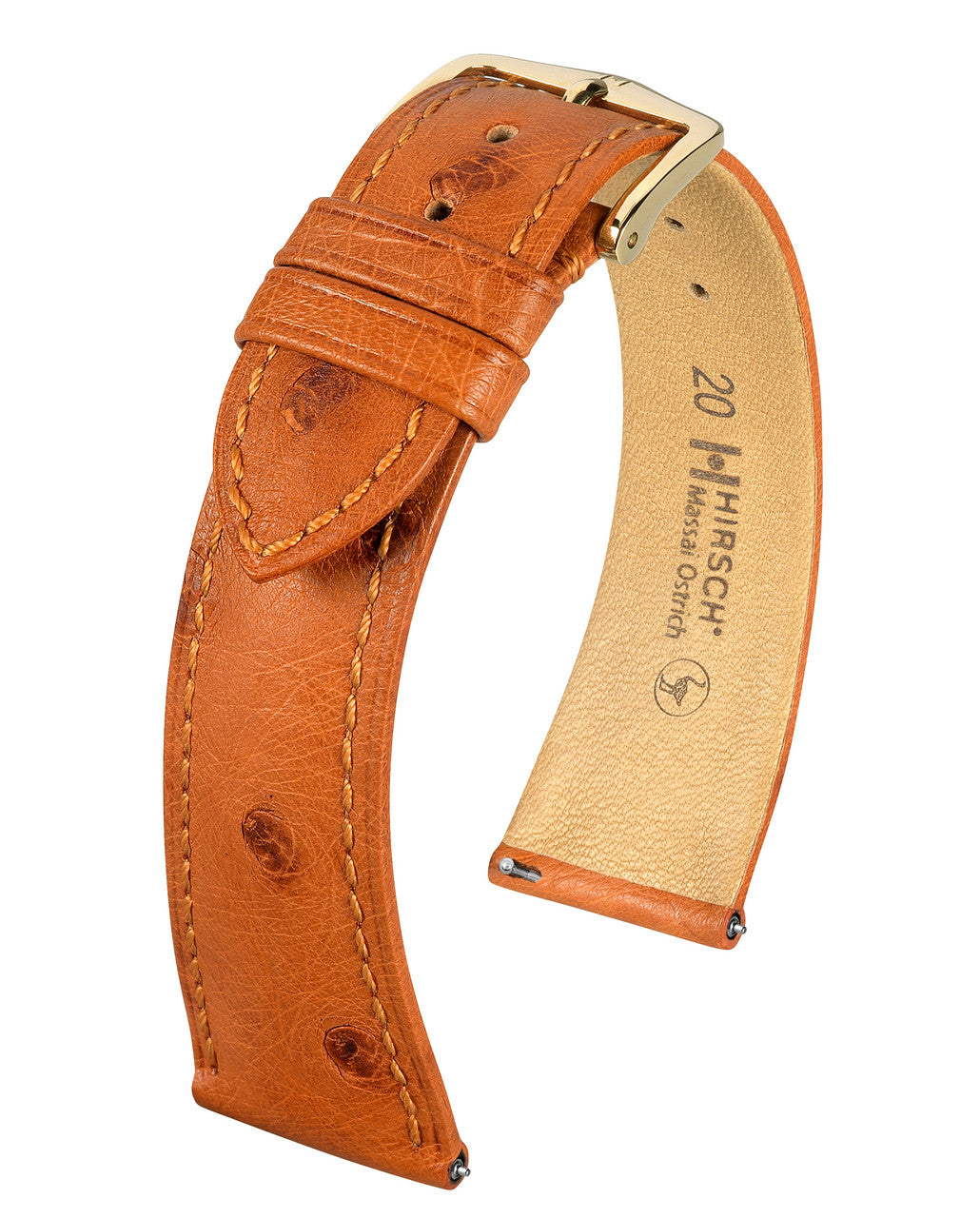 Hirsch MASSAI OSTRICH Ostrich Watch Bracelet - Gold Brown
