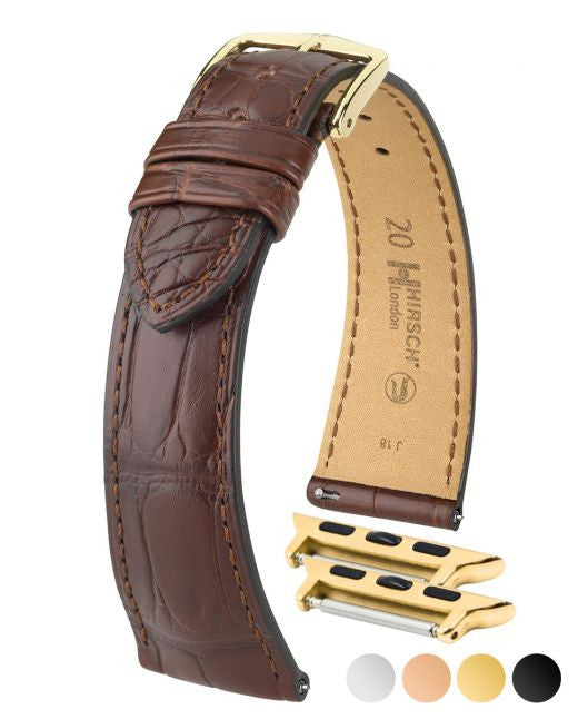 Hirsch - LONDON Genuine Louisiana Matte Alligator Watch Bracelet 042 07 - Brown